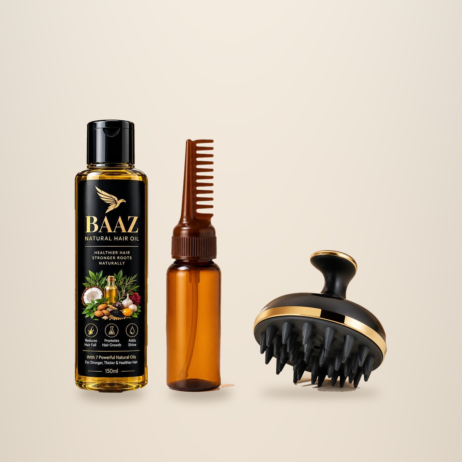 BAAZ Oil + Applicator Bottle + Massager